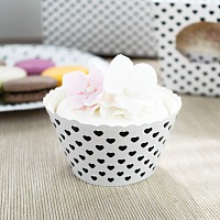 Košíček na cupcake - Black Hearts (12 Ks) - CC5019