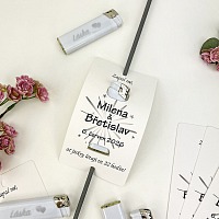 Svadobná kartička na prskavku so zapaľovačom (6 ks) - na mieru PR05-6007-NM-01