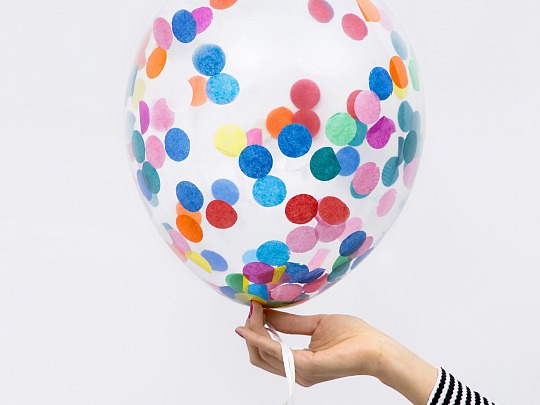 Párty balóniky s konfetami - circles,  Ø 30 cm, mix (6 ks) - BL01-0004