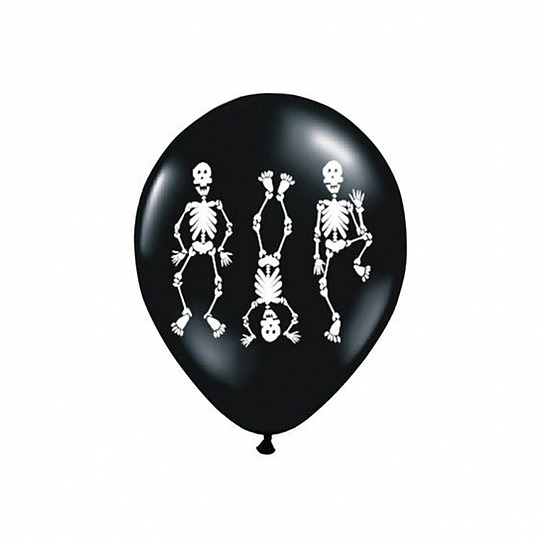 Párty balóniky Ø 30 cm, Skeletons, Pastel Black (6 ks) - BL04-0002