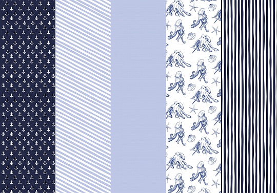 Baliaci papier - Wrapping paper Ahoy, modrá/biela (5 ks) - BP4001
