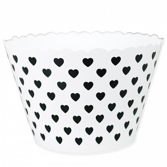 Košíček na cupcake - Black Hearts (12 Ks) - CC5019
