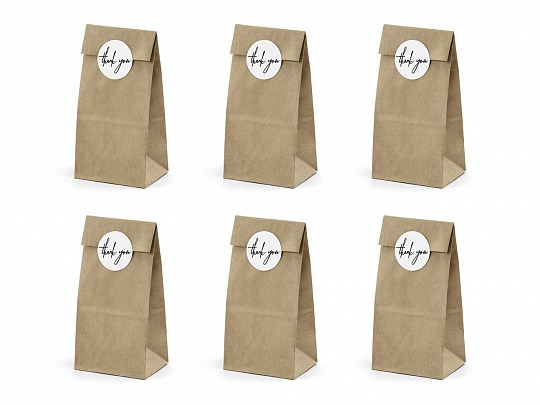 Ďakovné vrecko - Treat bags, kraft (6 ks) - DP4000