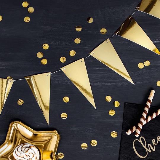Párty girlanda - Bunting, gold - GR4002