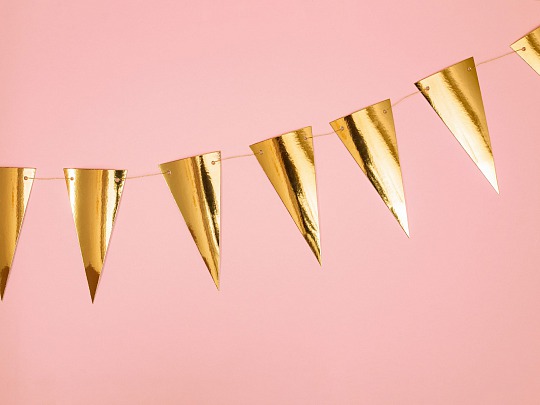 Párty girlanda - Bunting, gold - GR4002