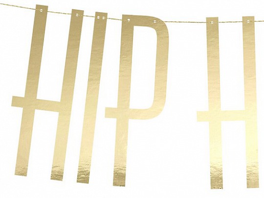Párty girlanda - Banner Hip Hip Hooray, gold (1 ks) - GR4008