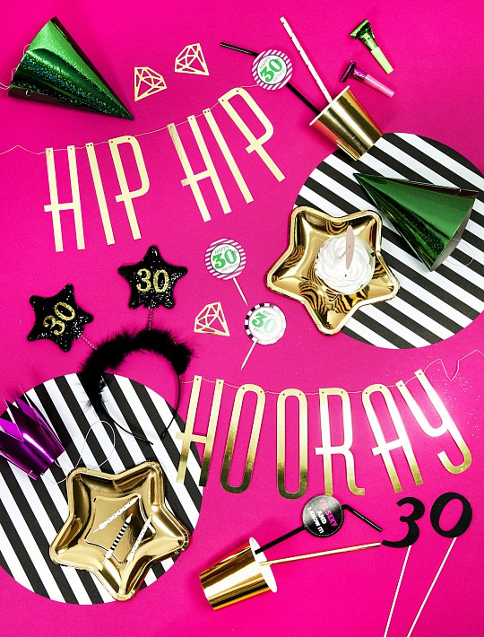 Párty girlanda - Banner Hip Hip Hooray, gold (1 ks) - GR4008