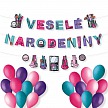 Narodeninová girlanda pre mladé slečny set s balónami - GR5105-BL-01-S