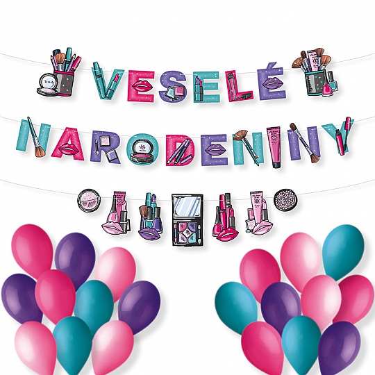 Narodeninová girlanda pre mladé slečny set s balónami - GR5105-BL-01-S