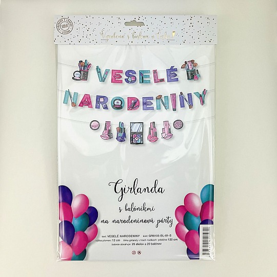 Narodeninová girlanda pre mladé slečny set s balónami - GR5105-BL-01-S
