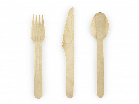 Drevené príbory - Wooden cutlery, mix (18 ks) - PB001
