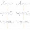 Zápich - Cupcake toppers Love, silver (6 ks) - ZP4002