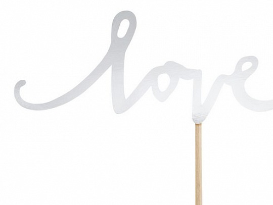 Zápich - Cupcake toppers Love, silver (6 ks) - ZP4002