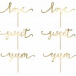 Zápich - Cupcake toppers Love, gold (6 ks) - ZP4003