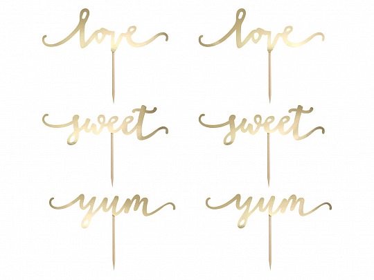 Zápich - Cupcake toppers Love, gold (6 ks) - ZP4003