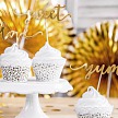 Zápich - Cupcake toppers Love, gold (6 ks) - ZP4003