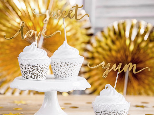 Zápich - Cupcake toppers Love, gold (6 ks) - ZP4003