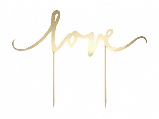 Zápich - Cake topper Love, gold (1 ks) - ZP4006