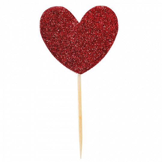 Zápich - Red Glitter Heart (12 Ks) - ZP4013