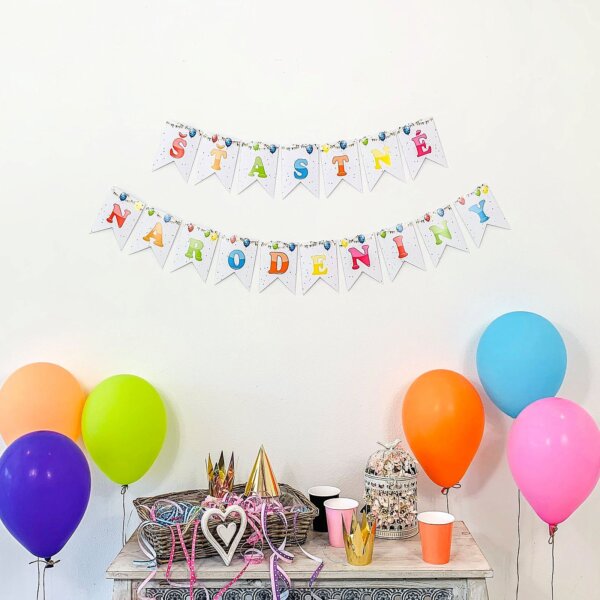 Párty girlanda – Šťastné narodeniny-vlajočky – GR5077