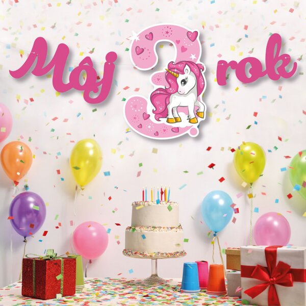 Párty girlanda – Môj 3.rok - ružová – GR5103-01