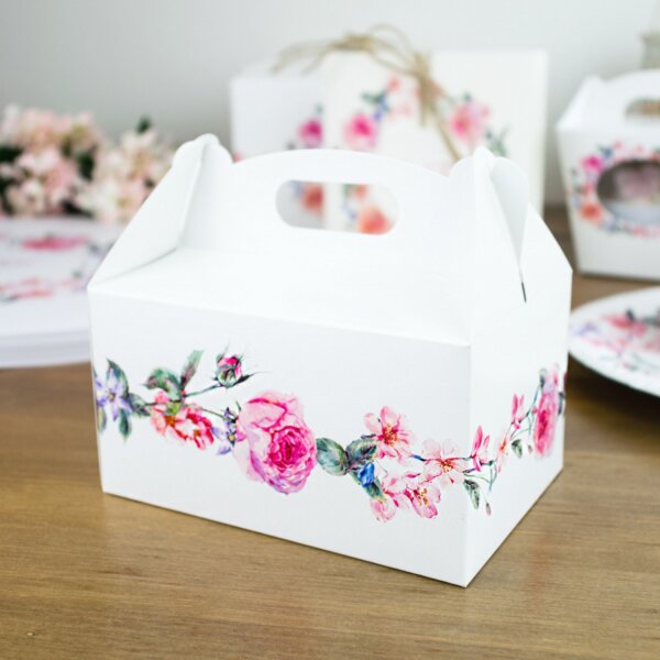 Svadobná malá krabička na výslužku s kvetmi - K33-2089-01
