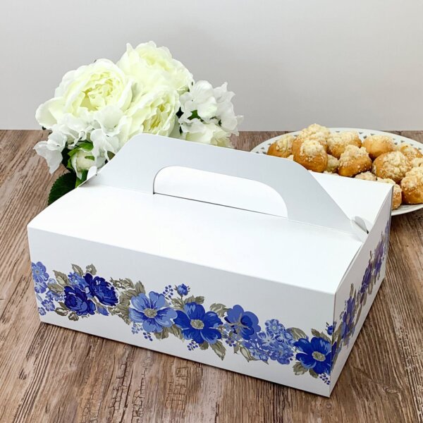 Svadobná krabička na výslužku s modrými kvetmi - K50-2145-01