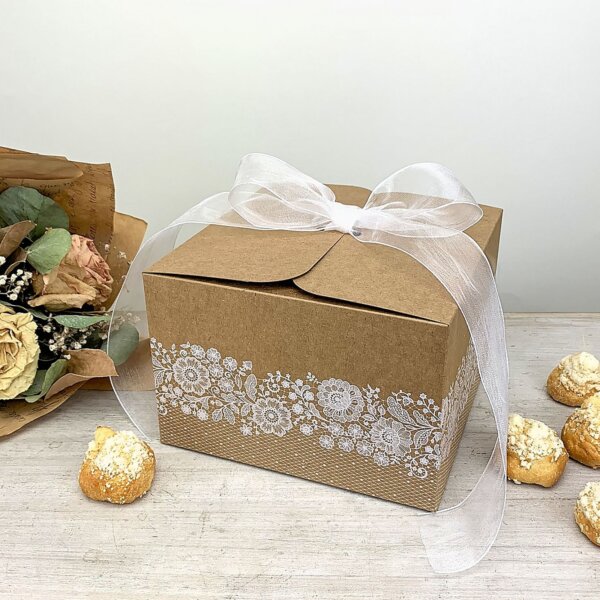 Svadobná krabička na výslužku s bielou potlačou - K67-2168-10