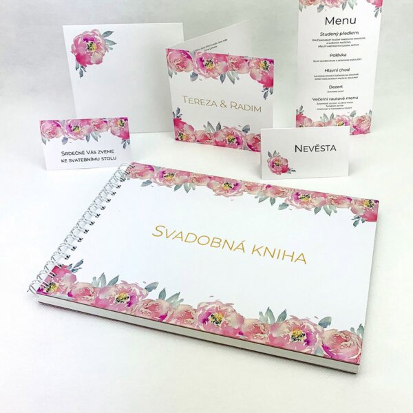 Svadobná kniha s akvarelovým motívom kvetov - SK-A-4002