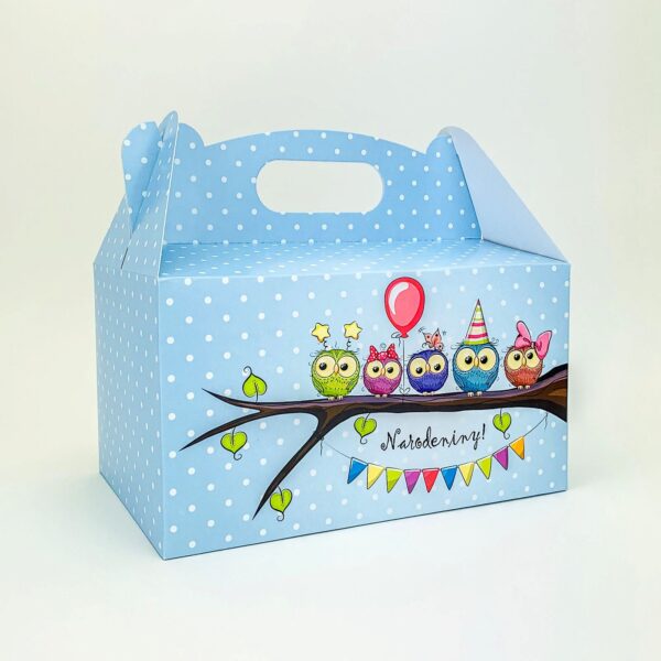 Krabička na zákusky modrá so sovičkami - K56-5010A-01-S