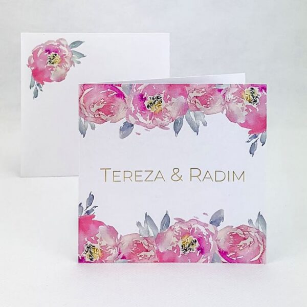 Svadobné oznámenie s pivonkou 4002